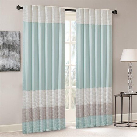 Madison Park 84 in. Panel Amherst Polyoni Pintuck Window Curtain - Aqua MP40-4374
